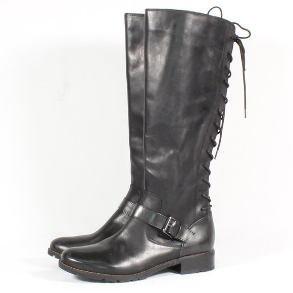 Sofft Shoes - Sofft Kristie Tall Heel Black Leather Lace Boots